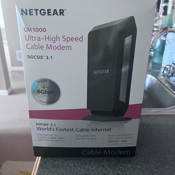 Netgear Cable Modem - Black (CM1000-100NAS): Gigabit Ethernet, Cox, Spectrum, Xf - Picture 1 of 1